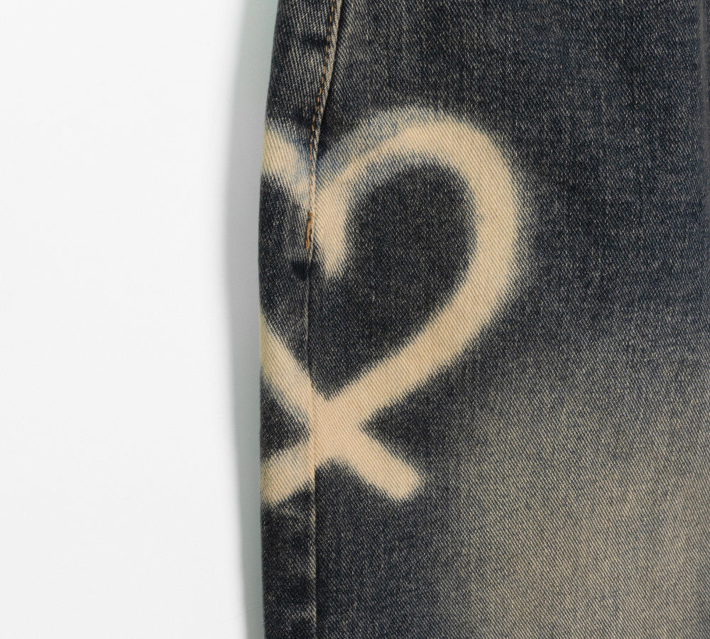 【WOOHWA】SWAY HEART DENIM PT WOOHWA (ウーファ) - スウェイハートデニムパンツ / SWAY HEART