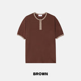 Loose waffle henley neck ringer Tee