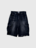 Undercutting Cargo Black Half Denim