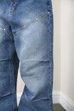 Notch Rivet Pintuck Denim