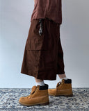Washed Diagonal Cargo Bermuda Banding Pants