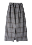 CHECK LONG SLIT WOOL SK