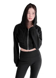 CUT LINE CROP HOODIE