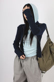 Basic ribbed knit zip-up