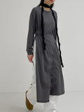 Flat Ribbed Deep-Slit Wrap One Piece
