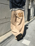 Numbering 92 Embroidered Cotton Wide Pants