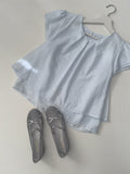 Plain layered short sleeve blouse (2C)