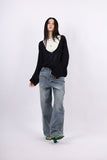 Loose fit linen V-neck knit