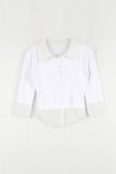 Three quarter collar mesh shirt top