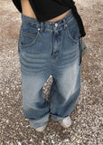 CUFFED WIDE DENIM PANTS