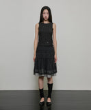 Layered Crinkle Check Skirt