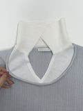Jade Color Matching Collar Knit T-Shirt