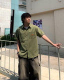 Rivet Patchwork Short Sleeve Shirt