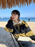 Bold stripe collar knit