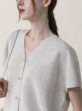 [Premium] Whole Garment Room Short Sleeve Cardigan