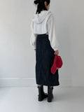 Selvedge H-line Banding Long Skirt