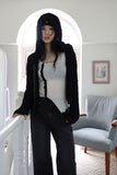 Tone-on tassel black denim