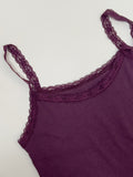 Lace Ribbed Square Sleeveless