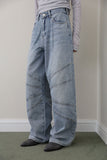 Root wide stud denim