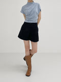 Bed pintuck cotton short pants
