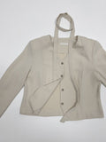 [Tie SET] Padded V-neck Pin Tuck Blouse