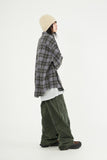 Incision snap cover wide denim pants