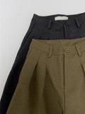 [Belt set] Bokashi Pin Tuck Bermuda Slacks
