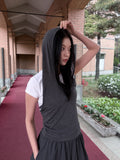 OPEN RIBBON HOODIE TOP