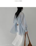 Marine Backslit See-Through Overfit Shirt