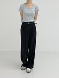 Ravi Ribbed Square Neck Short Sleeve T-Shirt