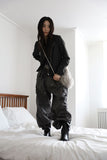 Wide button cargo pants