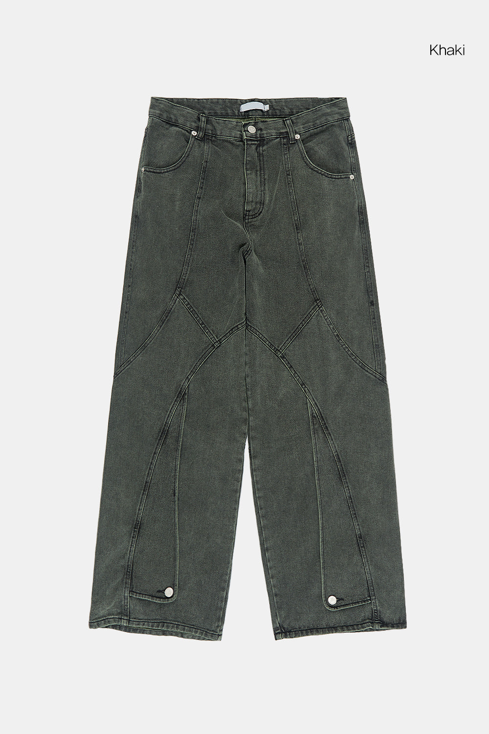 【COLOR iN ID】incision wide denim Raucohouse(ラウコハウス) - 切替スナップカバーワイドデニム