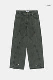 Incision snap cover wide denim pants