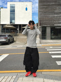 Overlock Henley Neck Knit Long Sleeve
