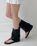 Leather buckle open toe flip-flop boots