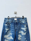 Destroyed washing latex denim
