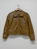One-pocket single leather short jacket