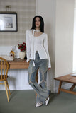 Corset tassel bootcut denim