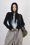 Basic ribbed knit zip-up