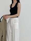 Ariel Cotton Pin-Tuck Wide Pants