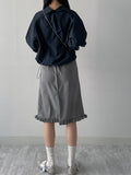 Frill Stripe Midi Skirt