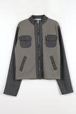 Color matching ribbed pocket jumper