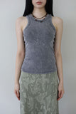 Pigment washing ribbed sleeveless