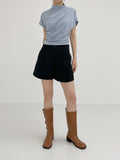 Bed pintuck cotton short pants