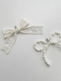 Lace & pearl ribbon shoes charm