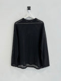 Texture See-through Knit Long-Sleeved T-Shirt