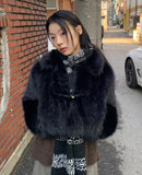 BLACK FUR CROP JACKET