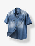 Leaf Snap Short Sleeve Denim Shirt