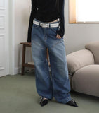 Notch Rivet Pintuck Denim