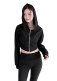 CUT LINE CROP HOODIE